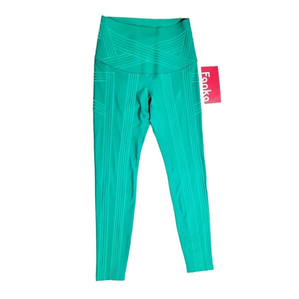 Fanka Powerband Resistance Leggings Compression Workout Leggings Green Sz 8 NWT